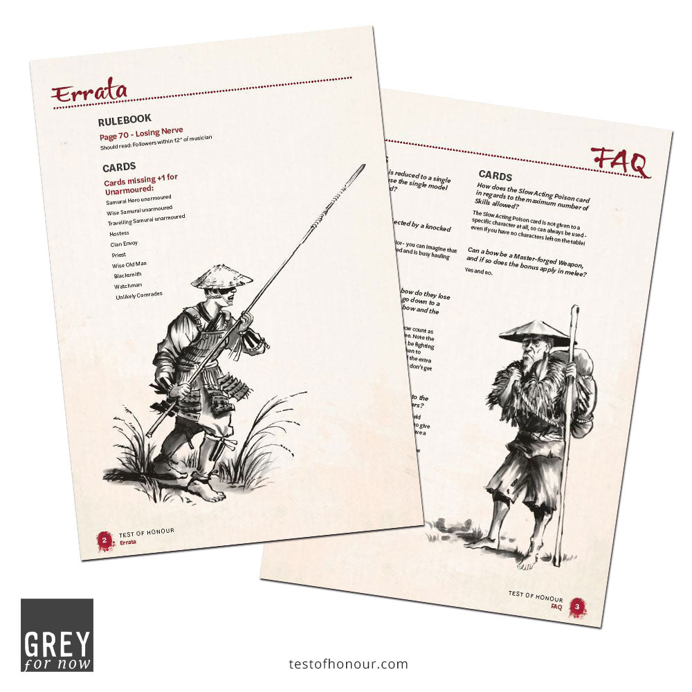 Test of Honour Errata and FAQ